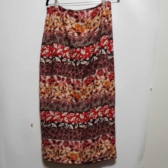 EMBASSY ROW Pure Linen Bohemian Elegant Tribal Multicolor Patterned Wrap Skirt - Picture 1 of 10